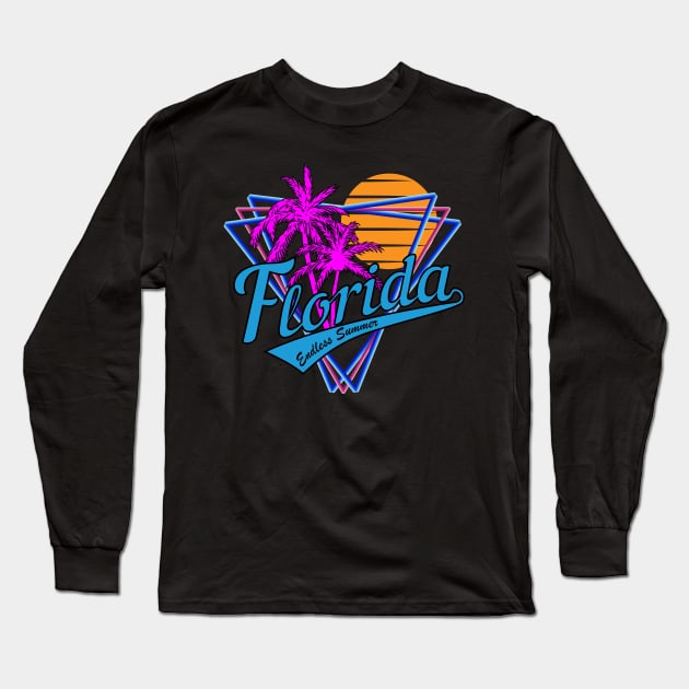 Retro 80s Style Fort Lauderdale Summer Beach Long Sleeve T-Shirt by Brobocop